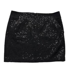 LOFT Black Mini Skirt with Silver Accents
